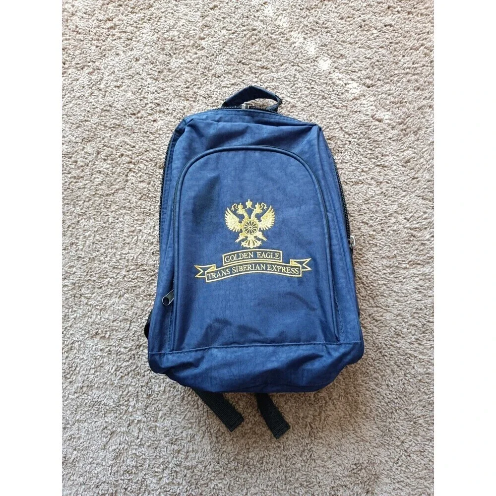 Trans Siberian Express Backpack Navy Blue Adjustable